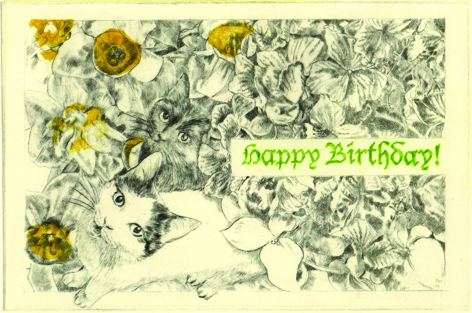Happy Birthday! (drypoint etching by Yaemi Shigyo)