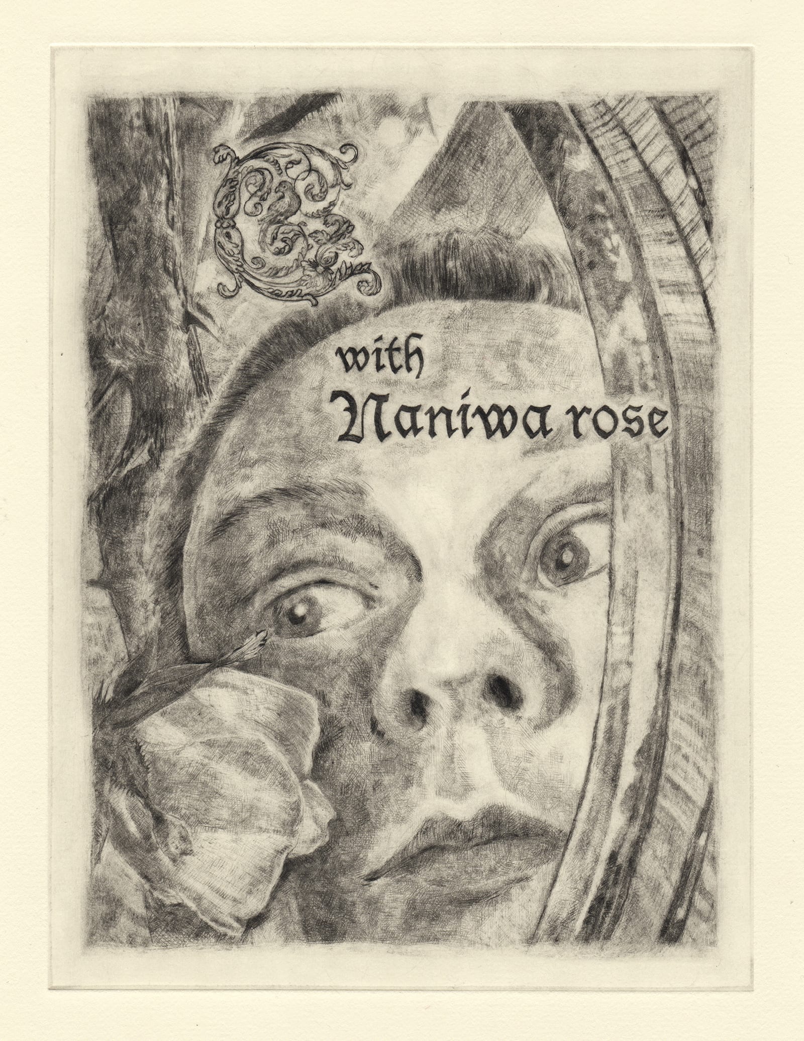 C with Naniwa rose 1 (drypoint etching by Yaemi Shigyo)