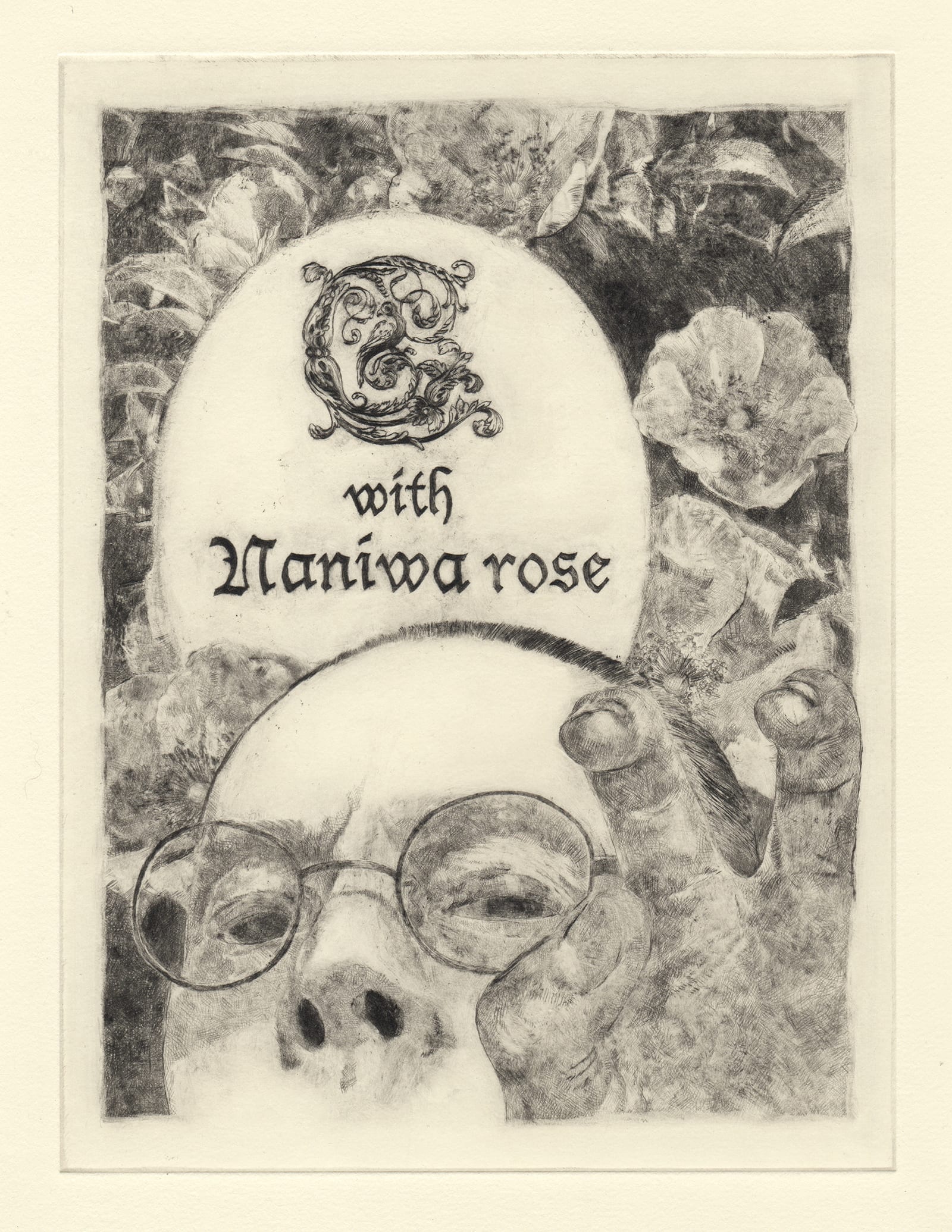 C with Naniwa rose 4 (drypoint etching by Yaemi Shigyo)