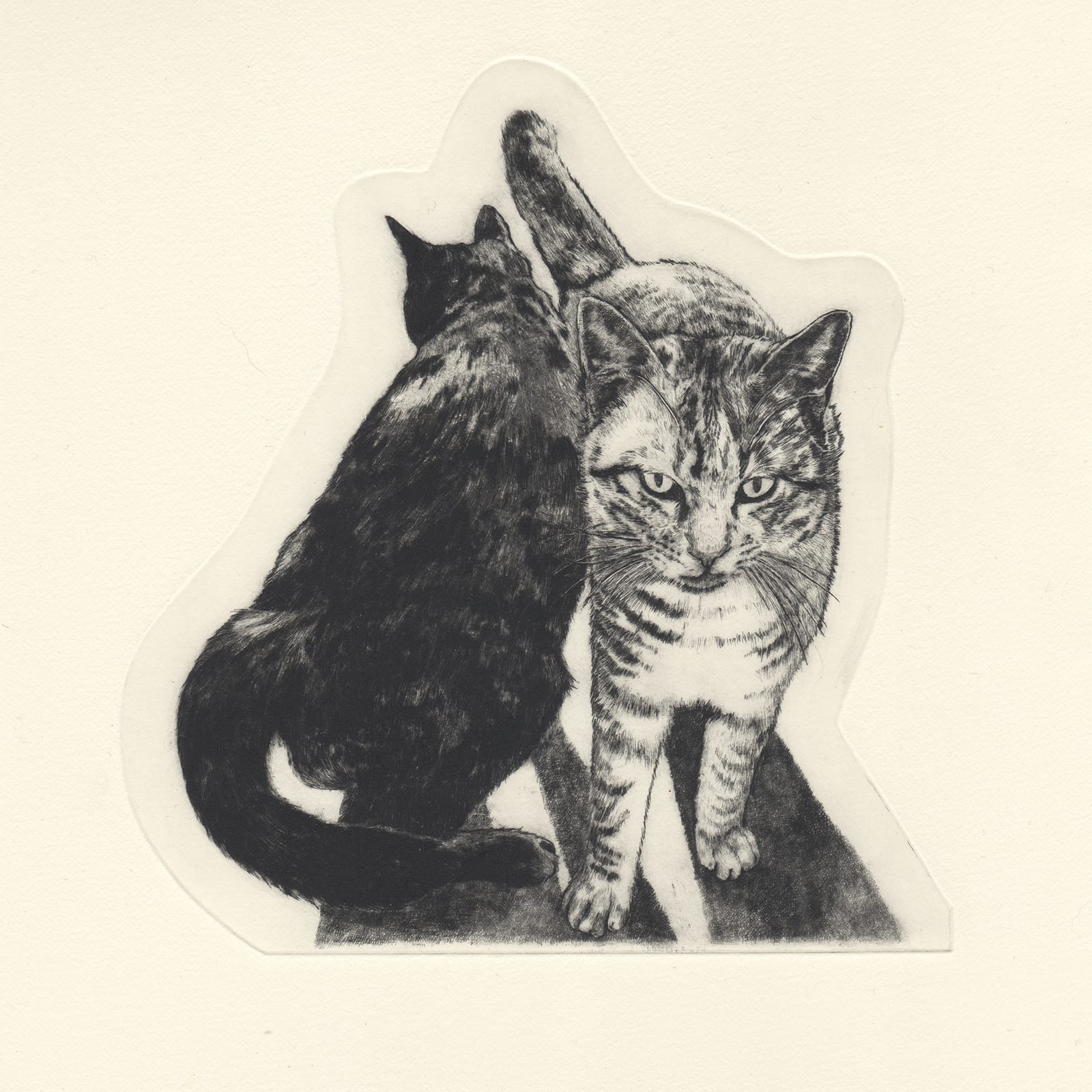 Friends (drypoint etching by Yaemi Shigyo)