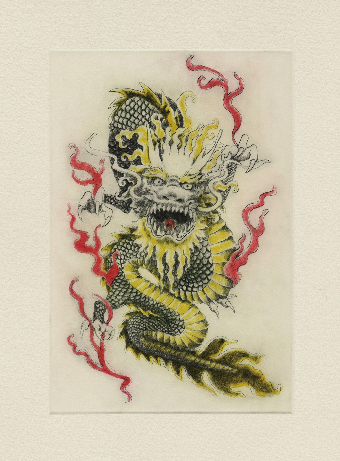 Dragon (front view) (drypoint etching by Yaemi Shigyo)