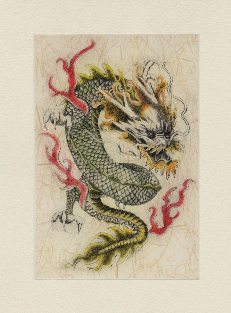Dragon (drypoint etching by Yaemi Shigyo)