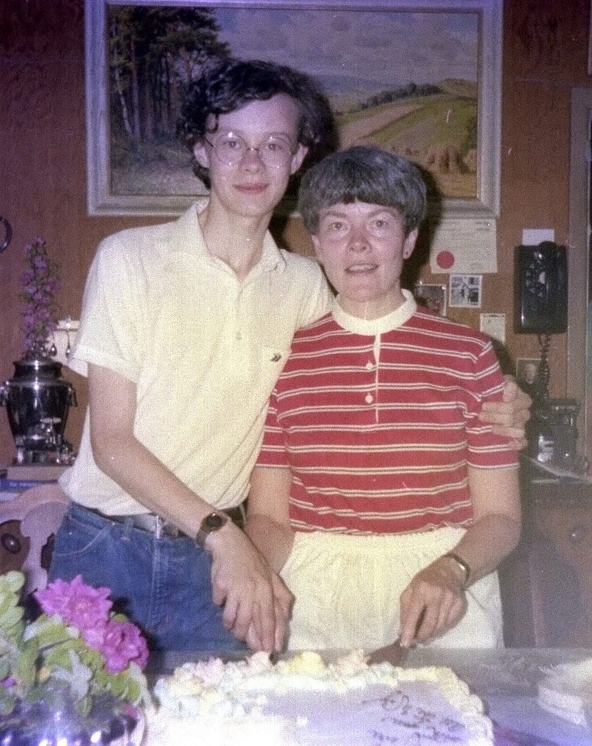 Frances and her son in 1984