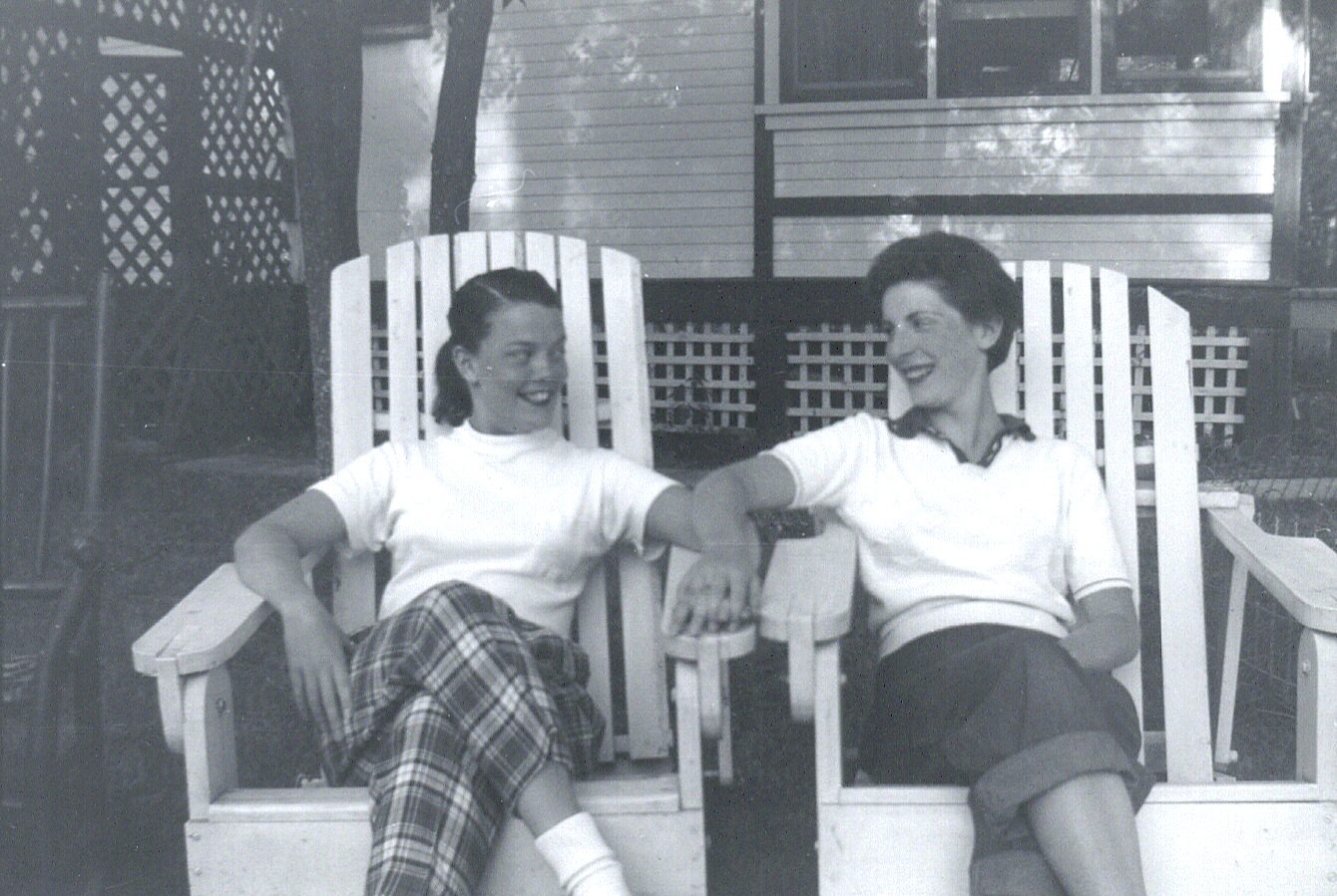 Frances and her best friend in 1955