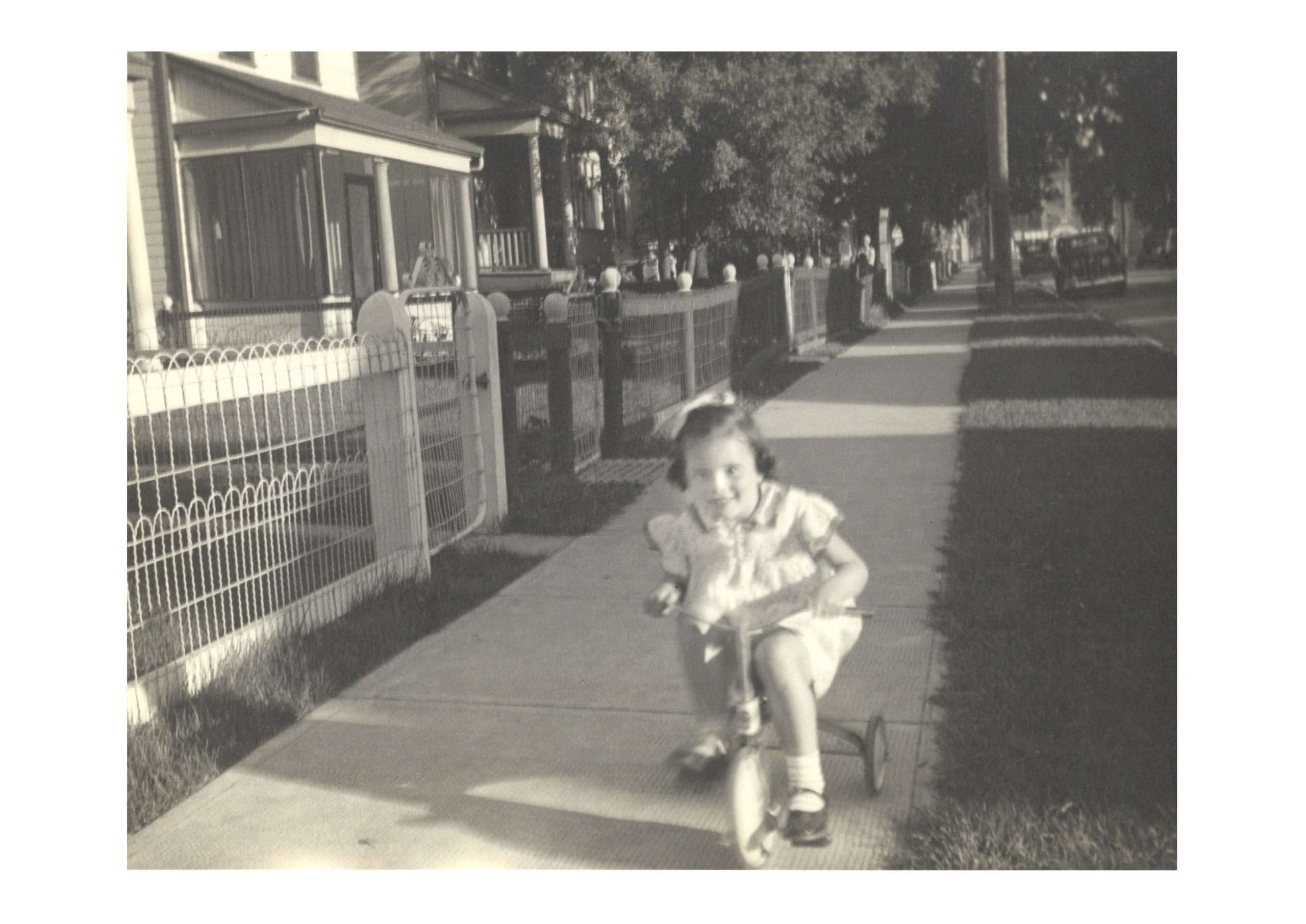 Frances on a tricycle in 1941
