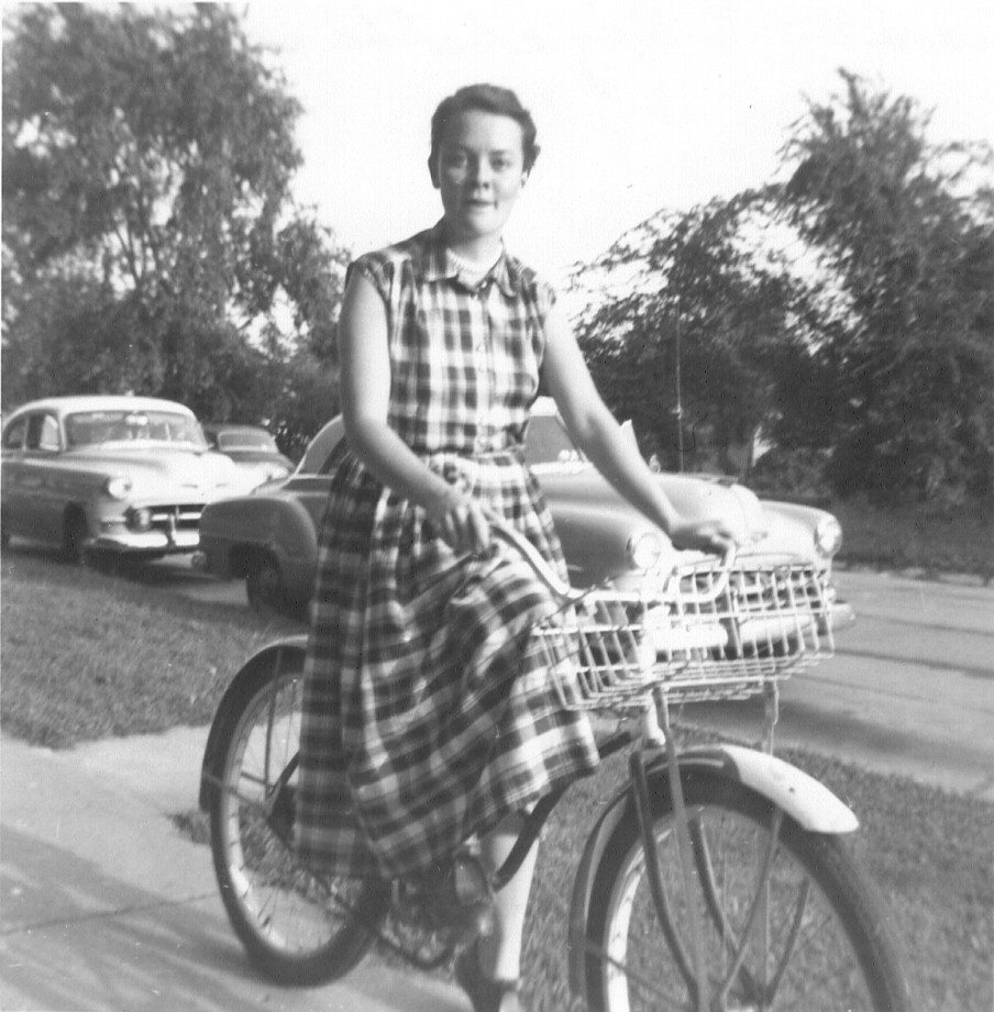 Frances on a bicycle in 1954