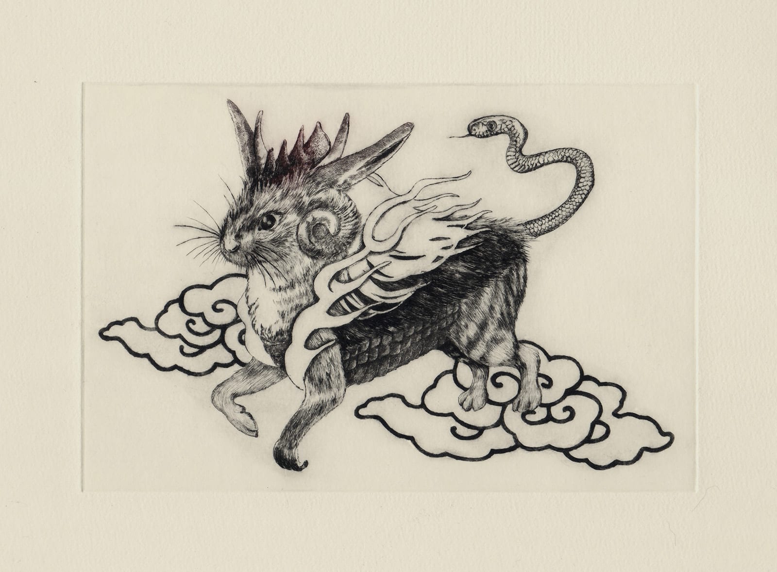 十二支之獣 (drypoint etching by Yaemi Shigyo)