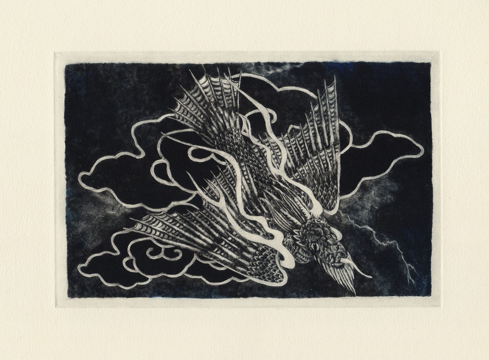 恐山の予言獣 (drypoint etching by Yaemi Shigyo)
